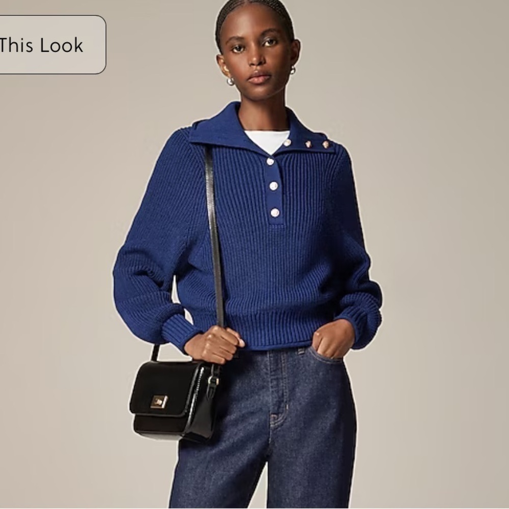 J crew Ribbed cotton button-collar sweater - Picture 2 of 4